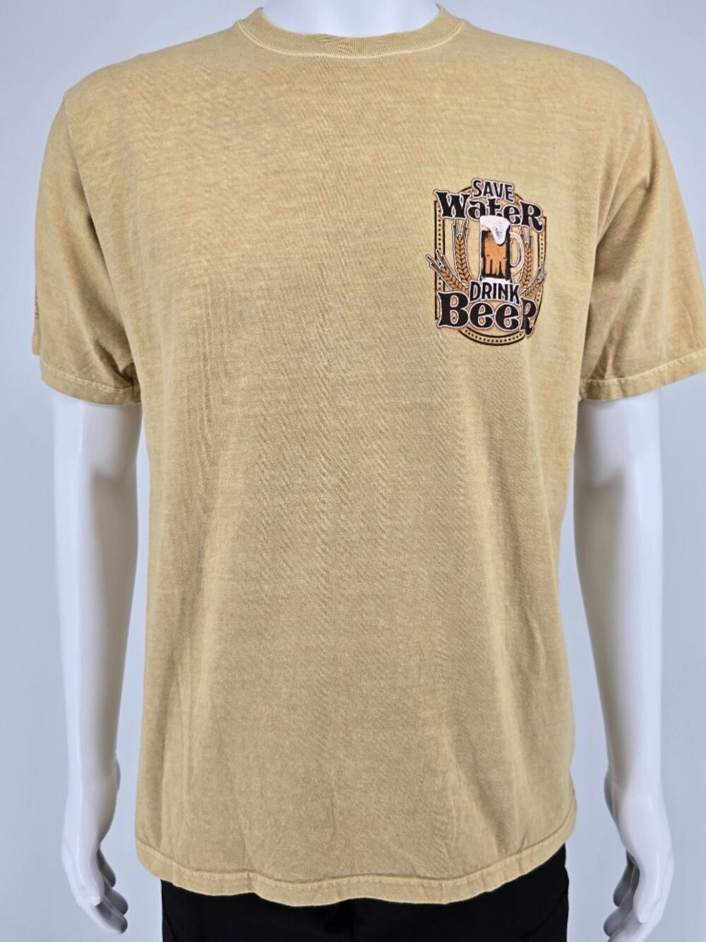 2023 Crazy Shirts "Save Water Drink Beer" Beer-Dyed Graphic T-Shirt (M)
